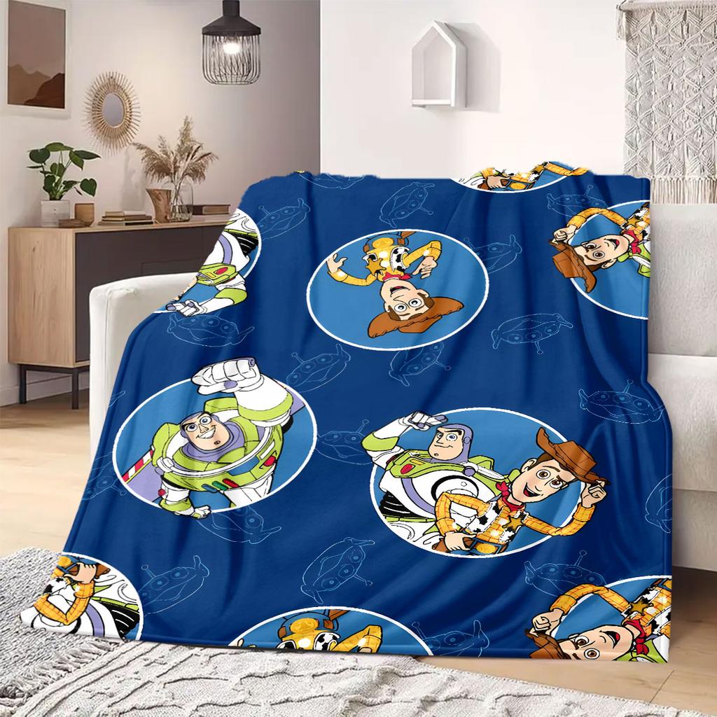 ToyStory Print Cartoon Flannel Blanket for Bedrooms Sofas Beds Chairs Picnics Travel Home Decor Unique Style All Seasons