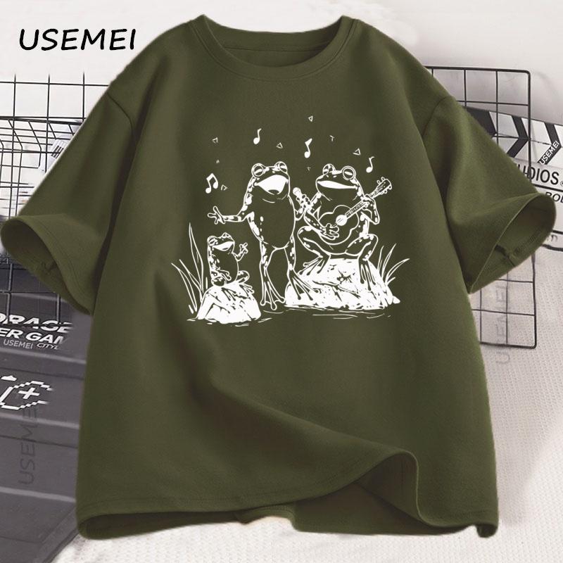 Frog Musicians 90s Retro T Shirt Men Women Vintage Frog Graphic T-Shirt Cute Funny Lovers Cotton Tee Unisex Short Sleeve Clothes