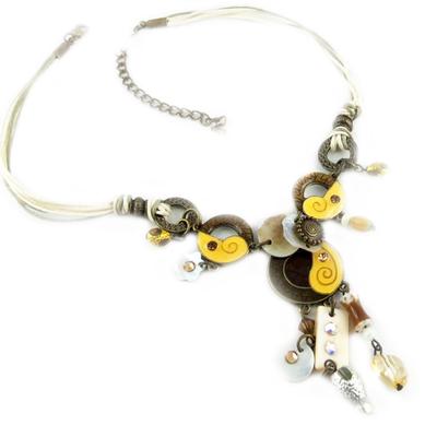 [D2066] - Designer Necklace 'Sofia' Beige / Brown