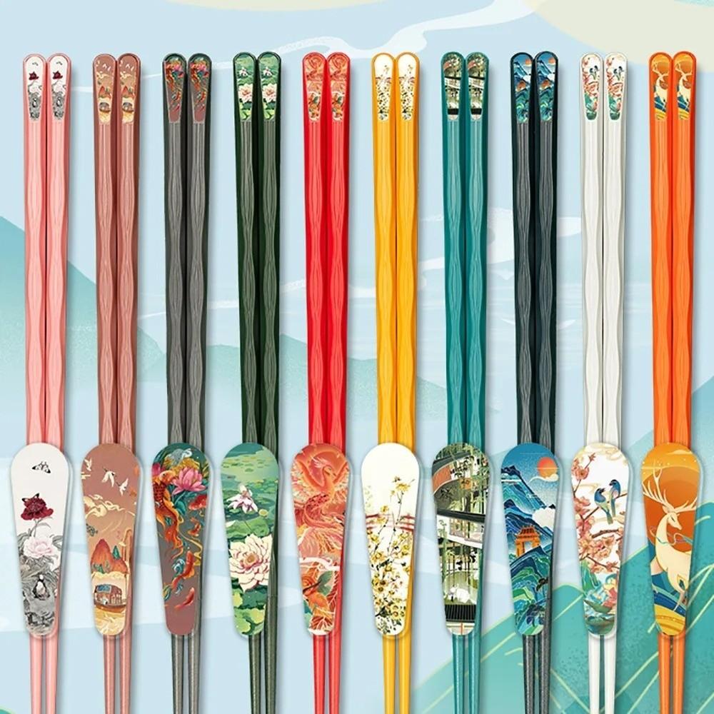 10Pairs Chinese Style National Tide Chopsticks Zinc Zinc Alloy Family Chopsticks Set Food Sticks  Kitchen