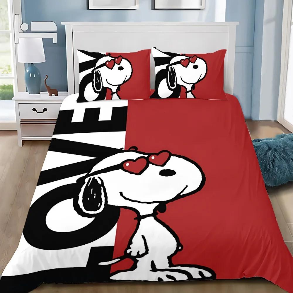 Snoopy Duvet Cover 3D Exquisite 3D Print Happy Puppy Bedding Set Comforter Bed Youth Home Decor Girls Boys Gift