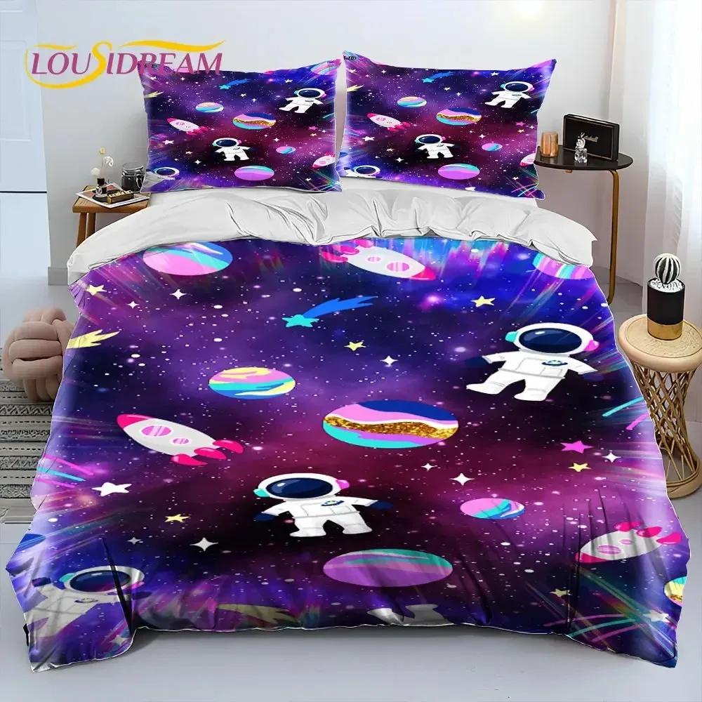 Comforter Astronaut Space Cartoon Comforter Bedding Set Bed Set King Queen Size Bedding Set For Child
