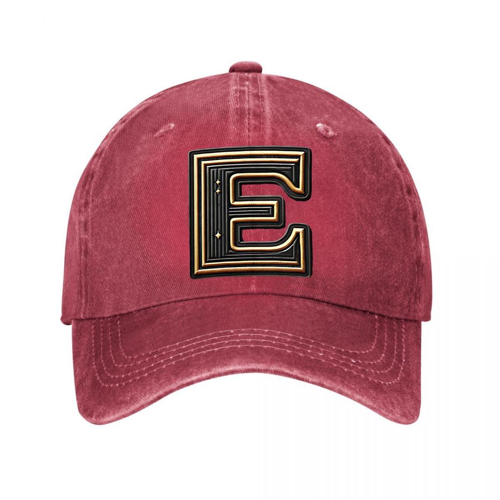 D Metal Luxury Letter E Black Gold Diamond Home Decor New Vintage Washed Cotton Baseball Cap Parent Kids Sun Hats