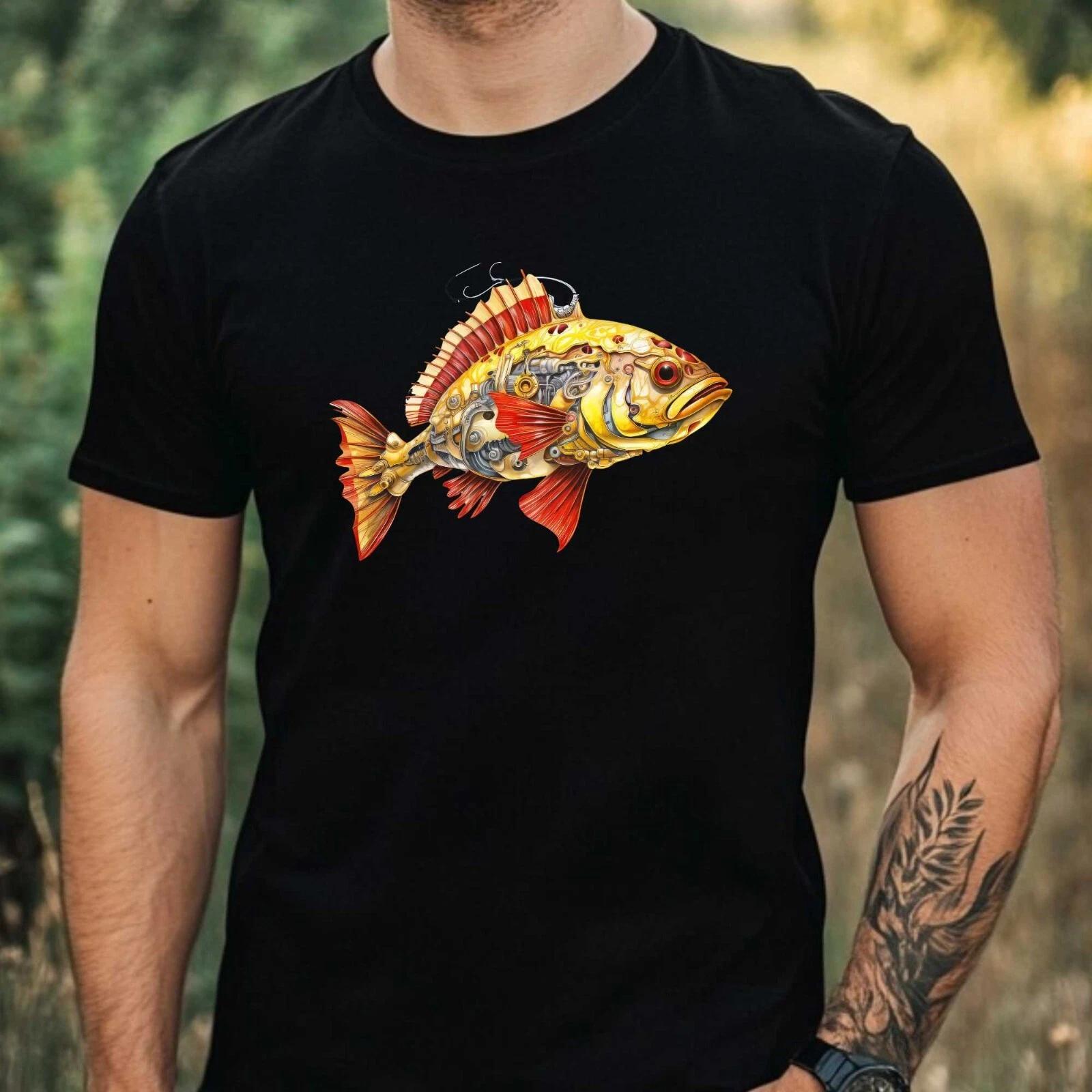 T-Shirt Herren Cyborg Fisch Motiv Baumwolle Größe XS bis 5XL M
