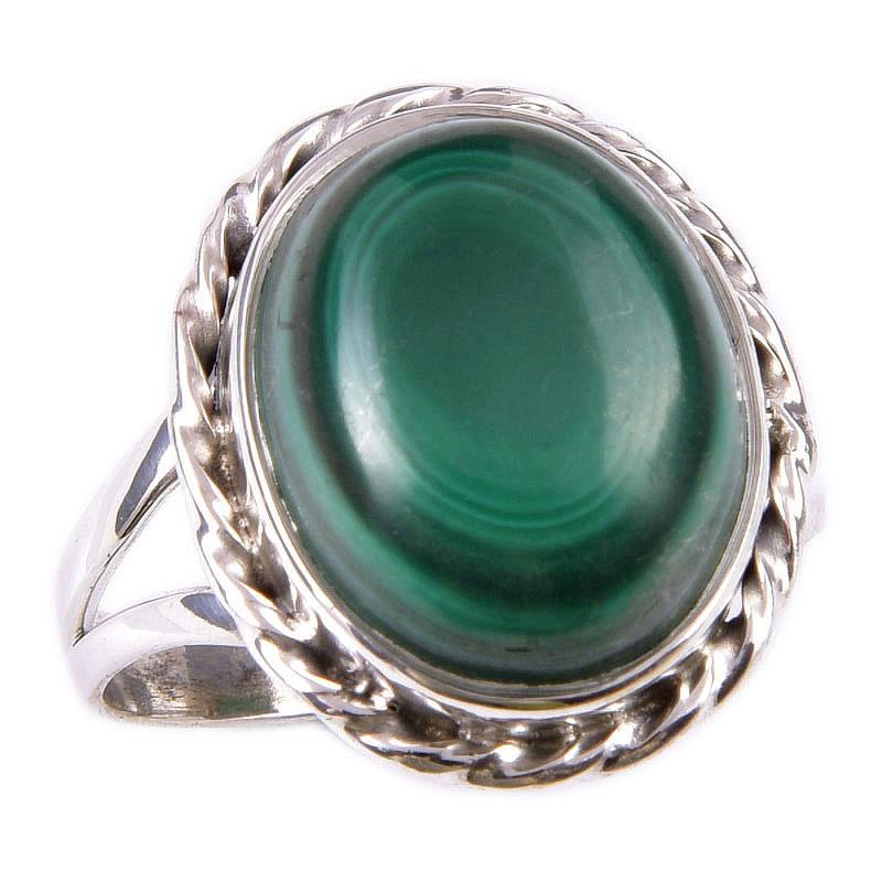 Natural Malachite Gemstone 925 Solid Sterling Silver Jewelry Ring Size 9 E0k31