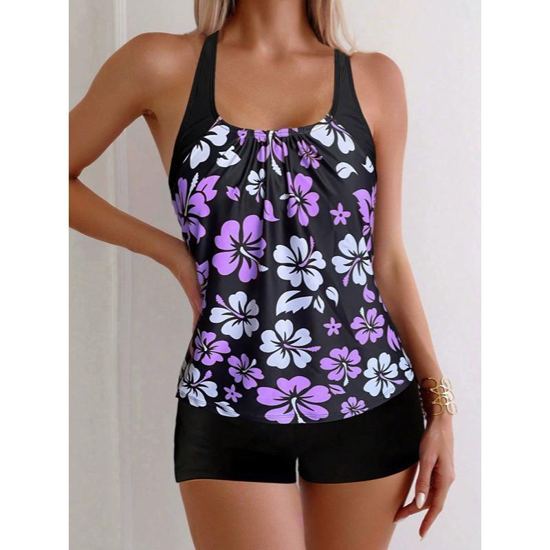 Split Swimsuit Suit Women's Tankini Printed Vacation Boxers Two-piece Set