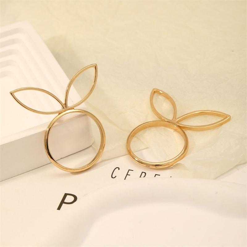 Pack of 6 Cute Napkin Rings Easters Ear Shape Napkin Holder Metal Napkin Jewelry Sophisticated Platings Accessorys