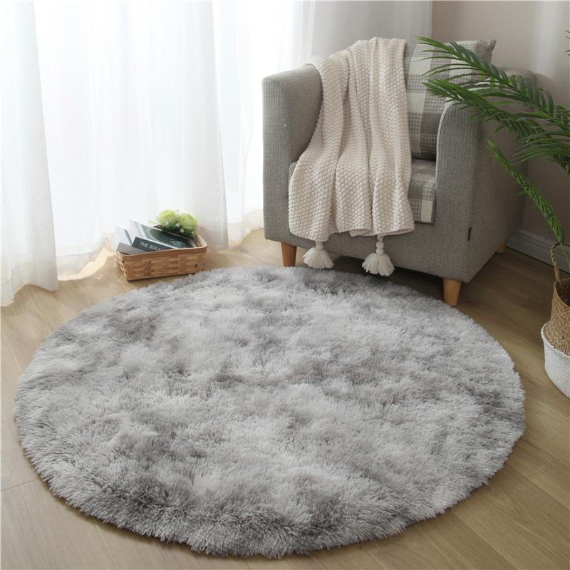 Round Carpet Modern Living Room Decorative Tie-dye Gradient Color Non-slip Mat Bedroom Bed Fluffy Soft Mat