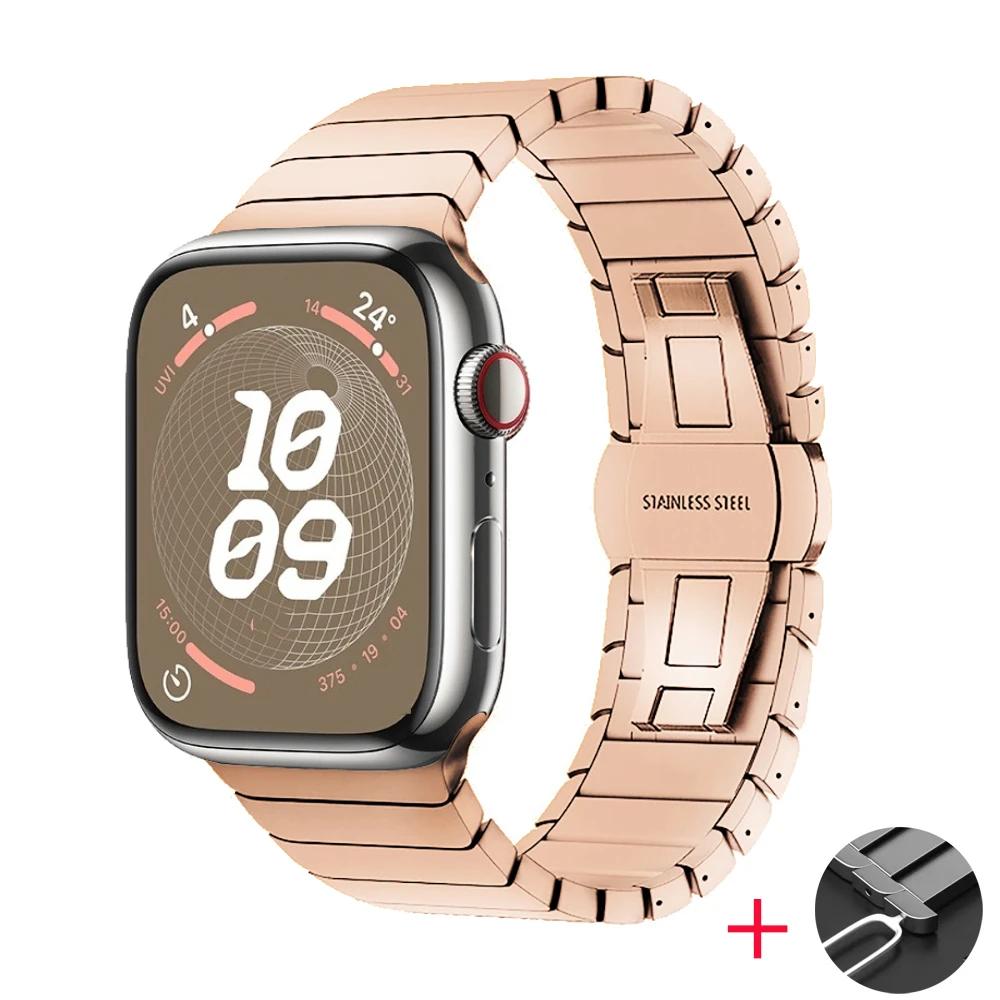 Metal Link Bracelet for Apple Watch Band 45mm 49mm 44mm 41mm 42mm 46mm Stainless Steel Belt iWatch Ultra 11 10 9 8 7 6 SE Strap