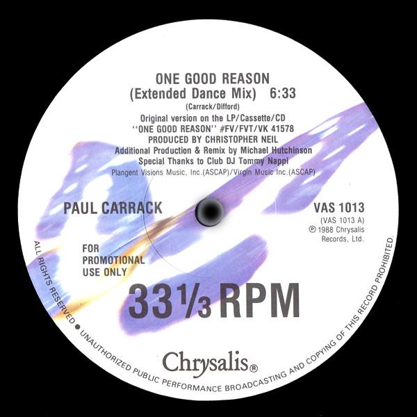 

12inch Record PAUL CARRACK One Good Reason VAS1013 Chrysalis 1988 Canada Dance Electronica Used