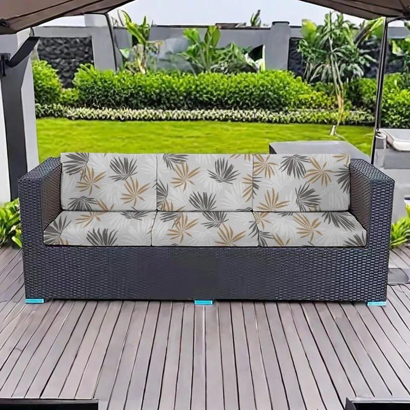 Patio Waterproof Printing Sofa Seat Furniture Protector Slipcover Stretch Sofa Cushion Cover with Elastic Bottom for Living Room
