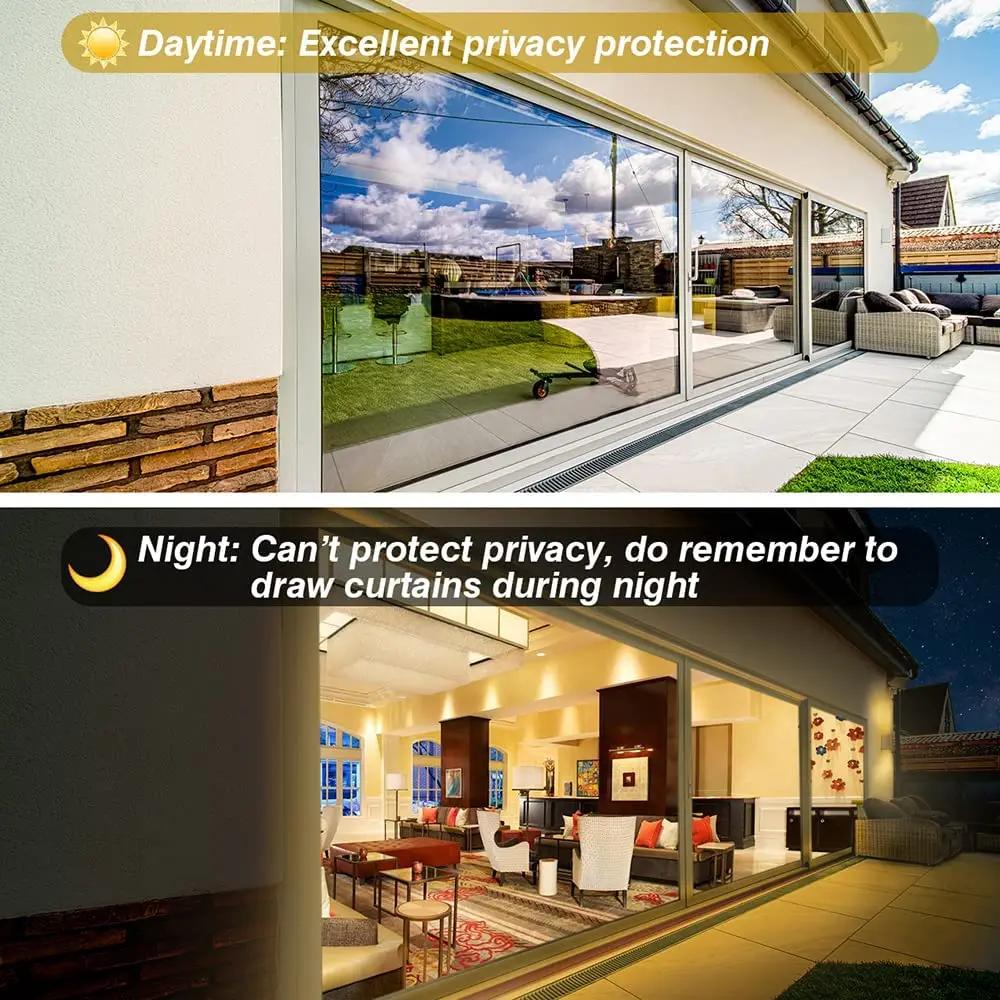 Window Privacy Film Anti Look Vinyl Glass Screen Foil Anti Heat Tint Mirror Stickers Rolls Non Adhesive UV Protection House Tool