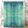 Modern Geometric Bathroom Shower Curtain Set For Home Decor Blue And Gold Colorful Pattern Waterproof Fabric (180X180Cm)