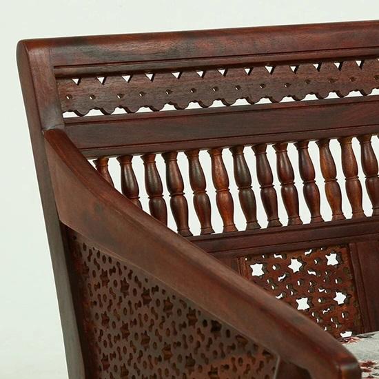 Antiek Sheesham Massief Hout Enkelzits Bankstel 1 Enkelzits