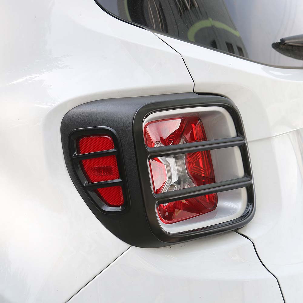 Car Metal Rear Tail Lights Taillights Decoration Cover Trim Tail Lamps Guard Cover for Jeep Renegade 2016 Up,  Black