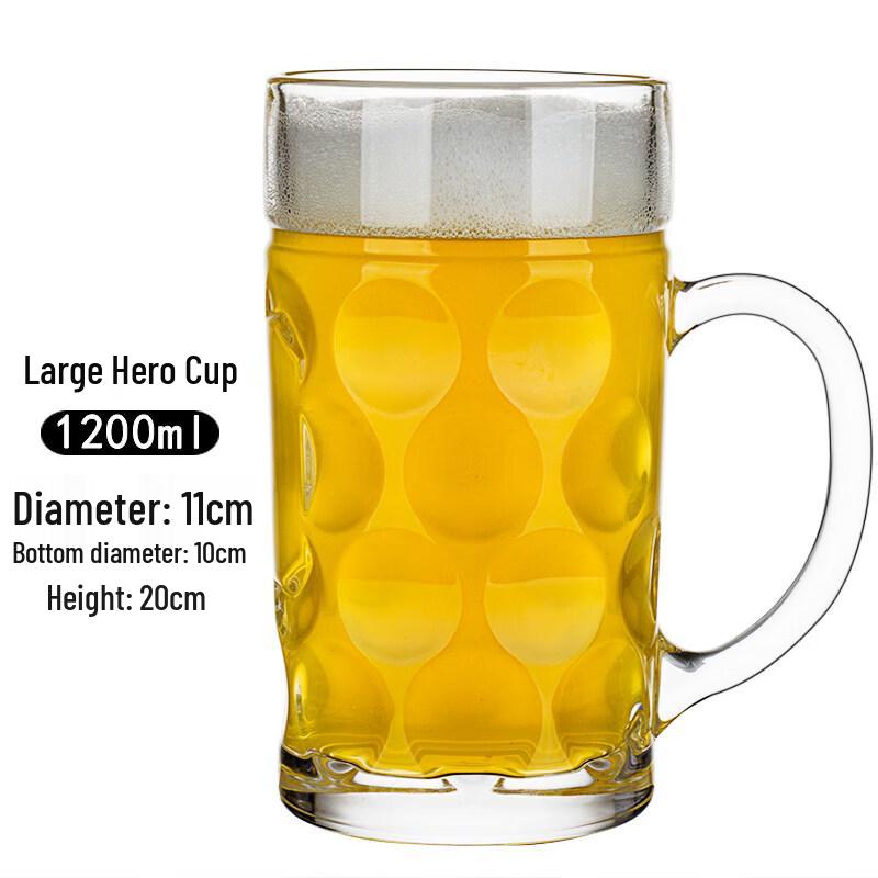 ZISIZ Große Bierkrug aus Glas mit Henkel