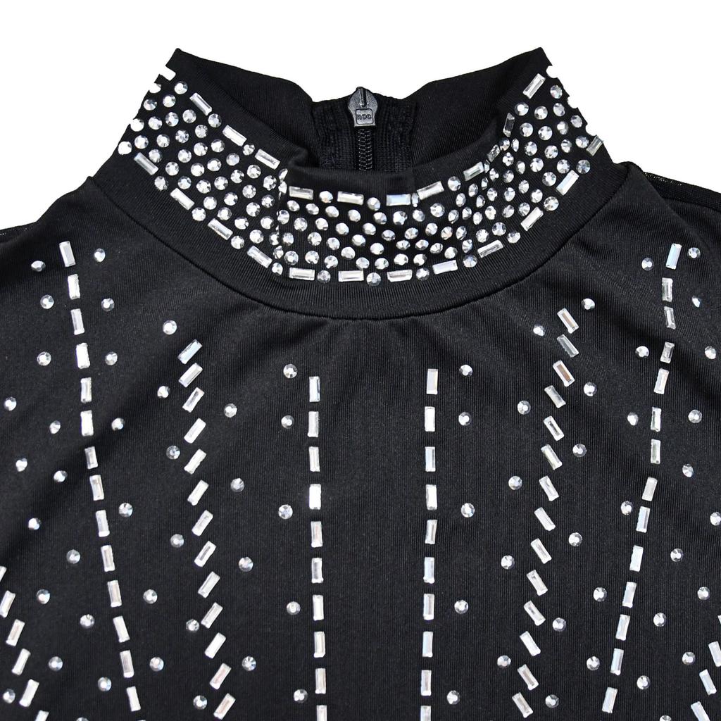 Fashion Women's Dress Solid Colour Mesh Drill Long Sleeve Long Dress