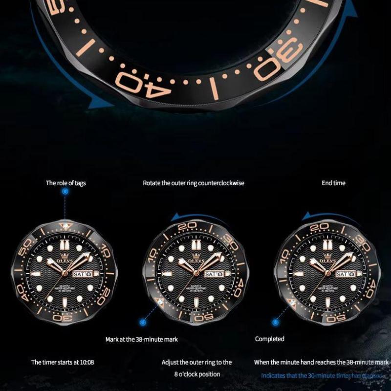 OLEVS Fashion Quartz Watch For Men Business Mens Watches Military Silicone Sports Waterproof Week Date Watch