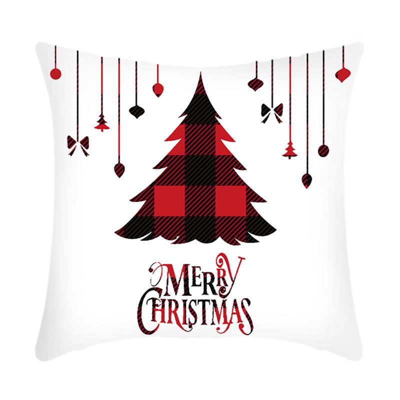New Christmas Sofa Pillow Cover Home Red Simple Printed Bedside Pillow Cover