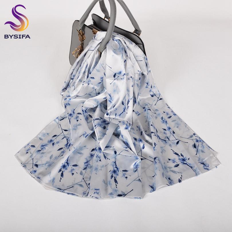 [BYSIFA] Grey Pink Peony Women Satin Long Silk Scarf Shawl Chinese Style Scarves Printed Fall Winter Female Head Scarf 160*70cm