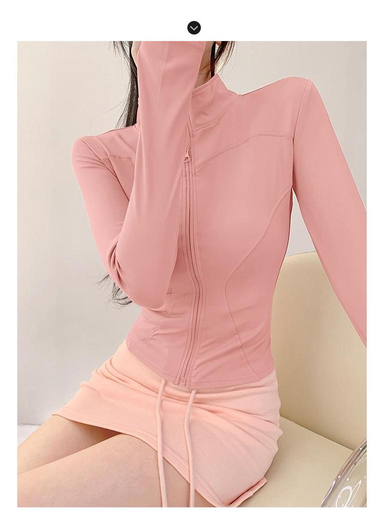 Damska kurtka do jogi z długim rękawem, szybkoschnąca, do biegania i fitnessu
