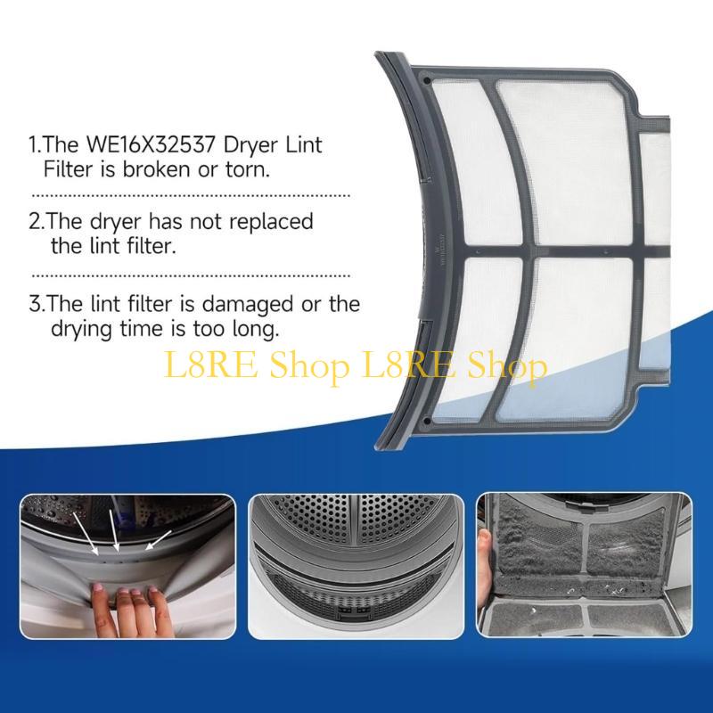 L8RE Dryer Lint Filter Trap Screen Fit for Clothes Dryer Dryer Lint Strainer Replaces WE16X32537 WE16X29597 AP7205579