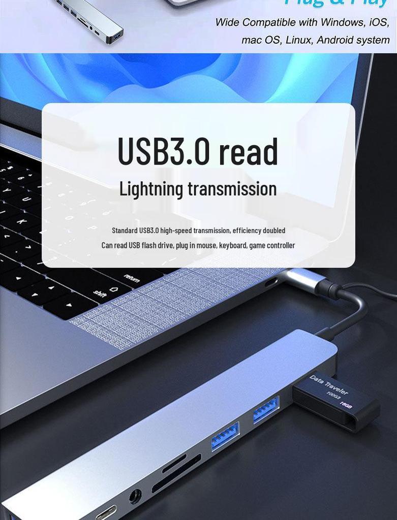 8-in-1 Dual-Use USB 3.0 Hub mit SD+TF-Kartenleser