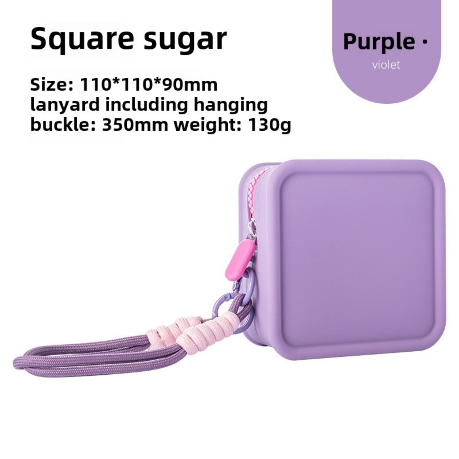 

Силиконовая маленькая квадратная сумка, косметичка, портативный кошелек для монет, водонепроницаемая сумка-тоут фиолетовый