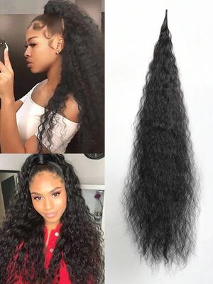 38 Inch Synthetic PonyTail Flexible Wrap Around Ponytail Long Wate Wavy Layered Synthetic Fake Ponytail Hairpiece For Women