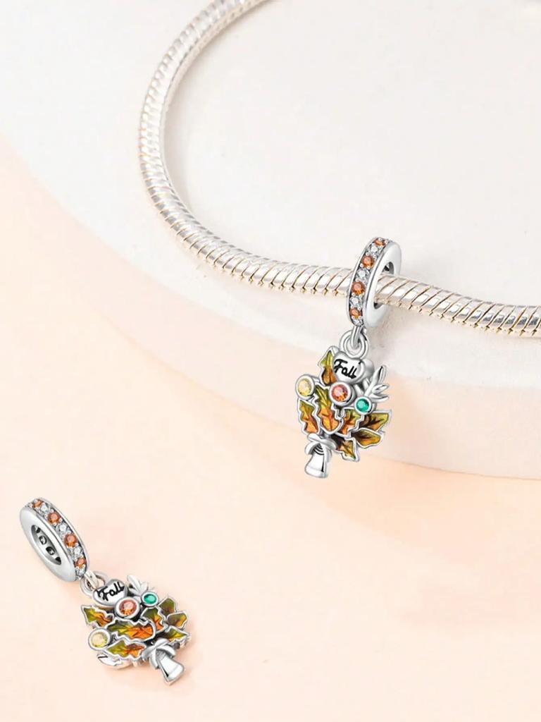 Copper Colors Autumn Sunflower Tulip Leave Beads Charm Pendant For Original Bracelet For Women Diy Jewelry Love Gift