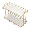2 Tier Bathroom Shelf Countertop Standing Shelf with Partition Cosmetic Storage Rack Holder Gold Small 31x23cm
