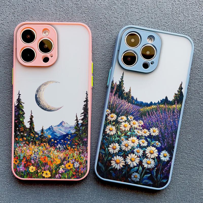 INS Intermountain Daisy Floral Print Phone Case for iPhone 17 16 15 14 Pro Max Plus 13 12 Mini 11 Pro Max XR XS X Back Cover