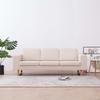3 Seater Sofa Fabric Cream White