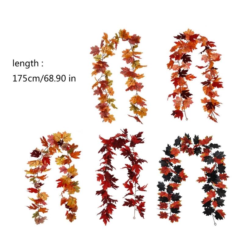 2Pcs Artificial Leaves Vine Hanging Plant for Thanksgiving Decoration, Artificial Vine Autumn Festival Decoration