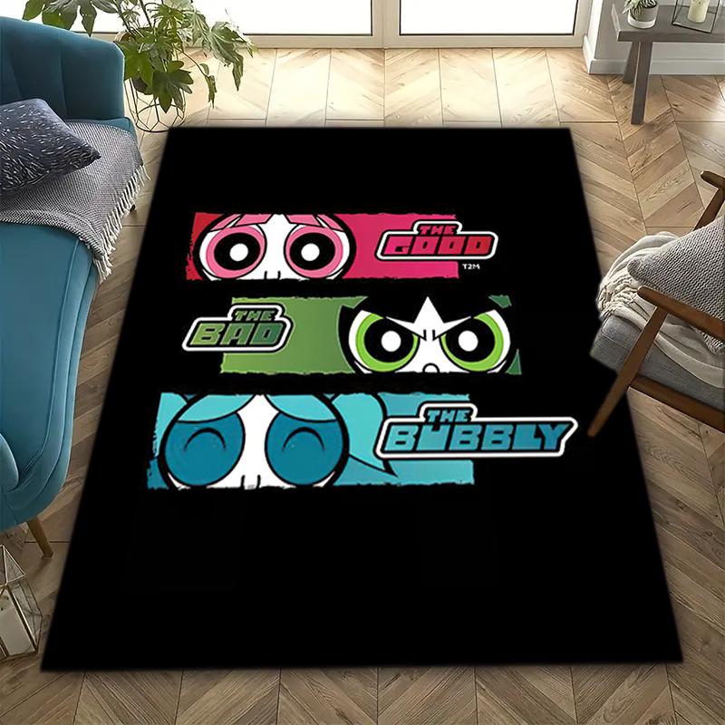 1Pc The Powerpuff Girls Printed rectangle carpet, home door mat, outdoor travel protection carpet A6