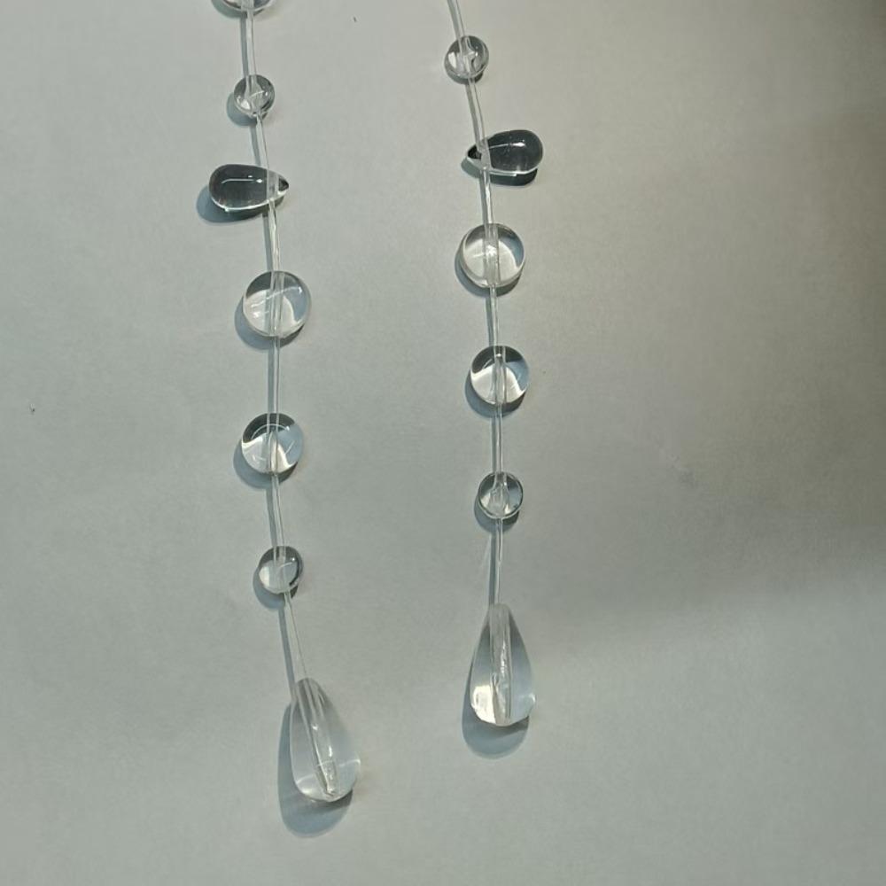 Exquisite Bead Clavicle Chain Women Chic Hand Chain Early Morning Dewdrop Earrings Vintage Tassel Ice Clear Glass Bracelet