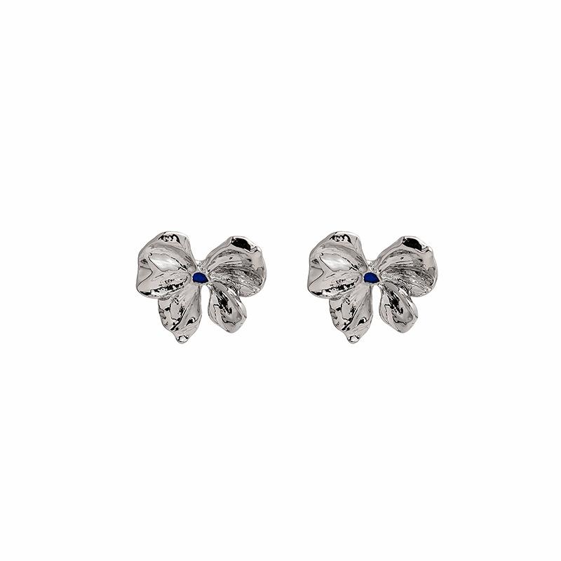 Irregular Liquid Metal Butterfly Flash Diamond Earrings, Asymmetrical Long Cold Wind Lava Water Drop Earrings