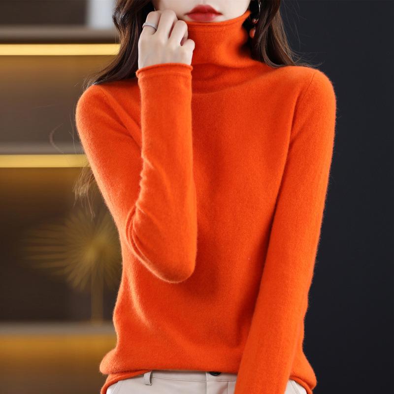 Wollrollkragenpullover Neu Einfarbig High-End Locker Joker Strickpullover Frau