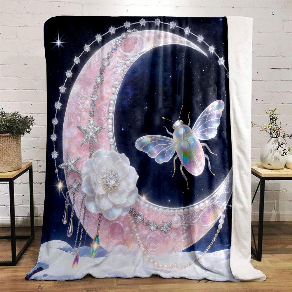 Beautiful Dreamy Gem Moon Printed Blanket Children Adult Soft and Warm Bedding for Sofa Outdoor Travel Cover Blanket