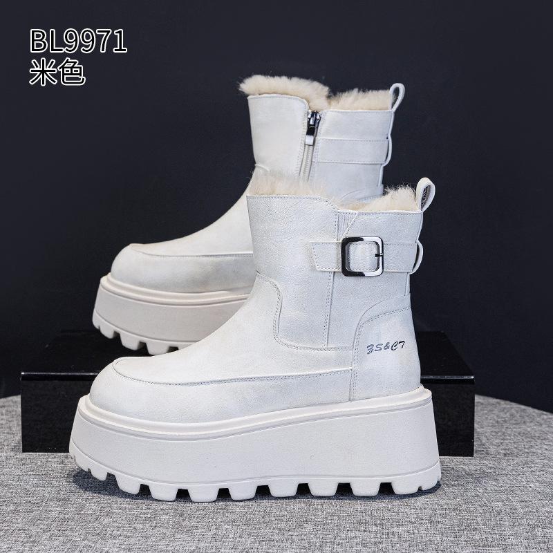 thick-soled snow boots winter new leather thickened warm cotton shoes velvet Martin short boots