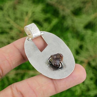 St Patrick Day Deal Octagon Natural Smoky Quartz Rough Mother Pendant 925 Silver