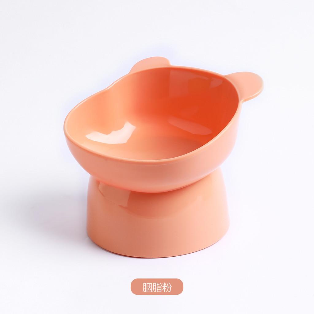 High-legged Cat Bowl Nordic Style Cartoon Neck-guard Anti-overflow Plastic Elevated Prevent Cervical Disease Pet Bowl