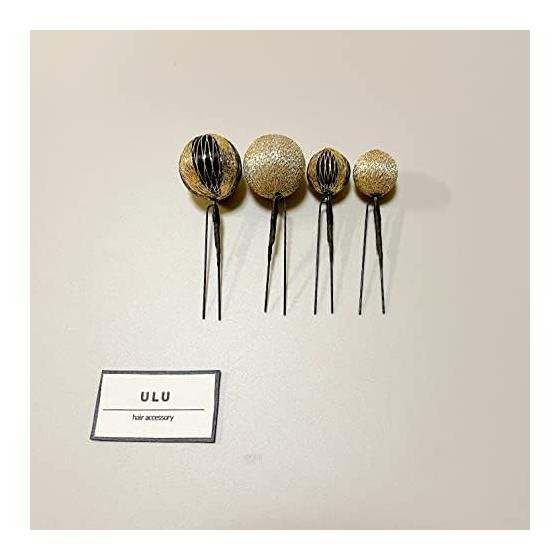 Black Gold Ball Kanzashi Hair Accessory for Japanese Traditional Occasions - Kimono, Coming-of-Age Ceremony, Graduation, Formal Kimono (Tomesode),