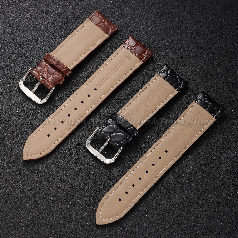 Crocodile Pattern Design Leather Watchband 12/14/16/17/18/19/20/21/22/24mm Soft Watch Straps Men Women Casual Business Wristband