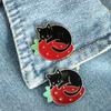 Black Cat Lapel Pin Jewelry Accessories Strawberry Brooches Pin Enamel Pin Cat Brooch Lapel Brooch