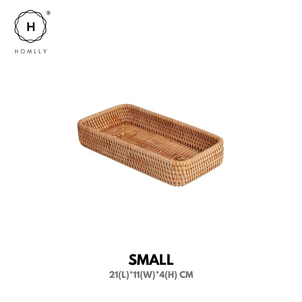 

Homlly Handwoven Rattan Serving Organizer Tray Small (21x11x4cm)