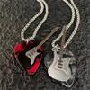 Halsband med Hängsmycke i Rostfritt Stål, Gitarrplektrum, Hip-Hop Kedja, Halsbandstillbehör För Kvinnor Män