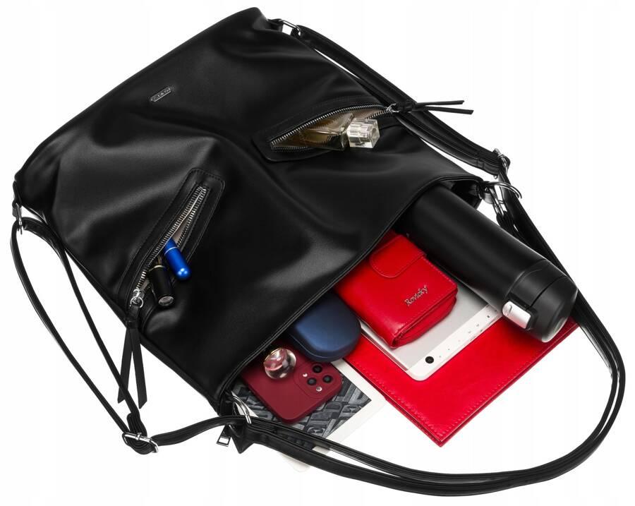 Classic, spacious women's handbag made of eco-leather - Rovicky