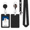 Leopards Print Badge Holder with Removeble Neck Strap Retractable Lanyard with Waterproof ABS Card Cover For Offices