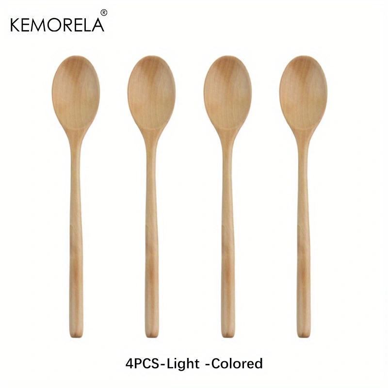 4PCS Wooden Spoon Kitchen Korean Style Natural Wood Soup Tableware Cooking Honey Coffee Spoon Mixing Spoon